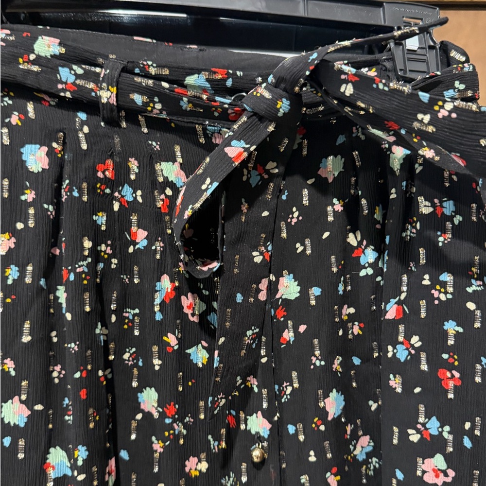 Sezane black midi skirt w tie waist - Picture 4 of 7